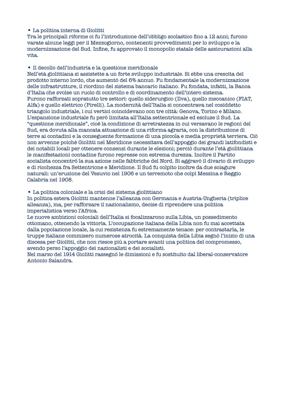 # L'Italia giolittiana
• La crisi di fine secolo e l'inizio di un nuovo corso politico
La fine dell'Ottocento per l'Italia fu un periodo di