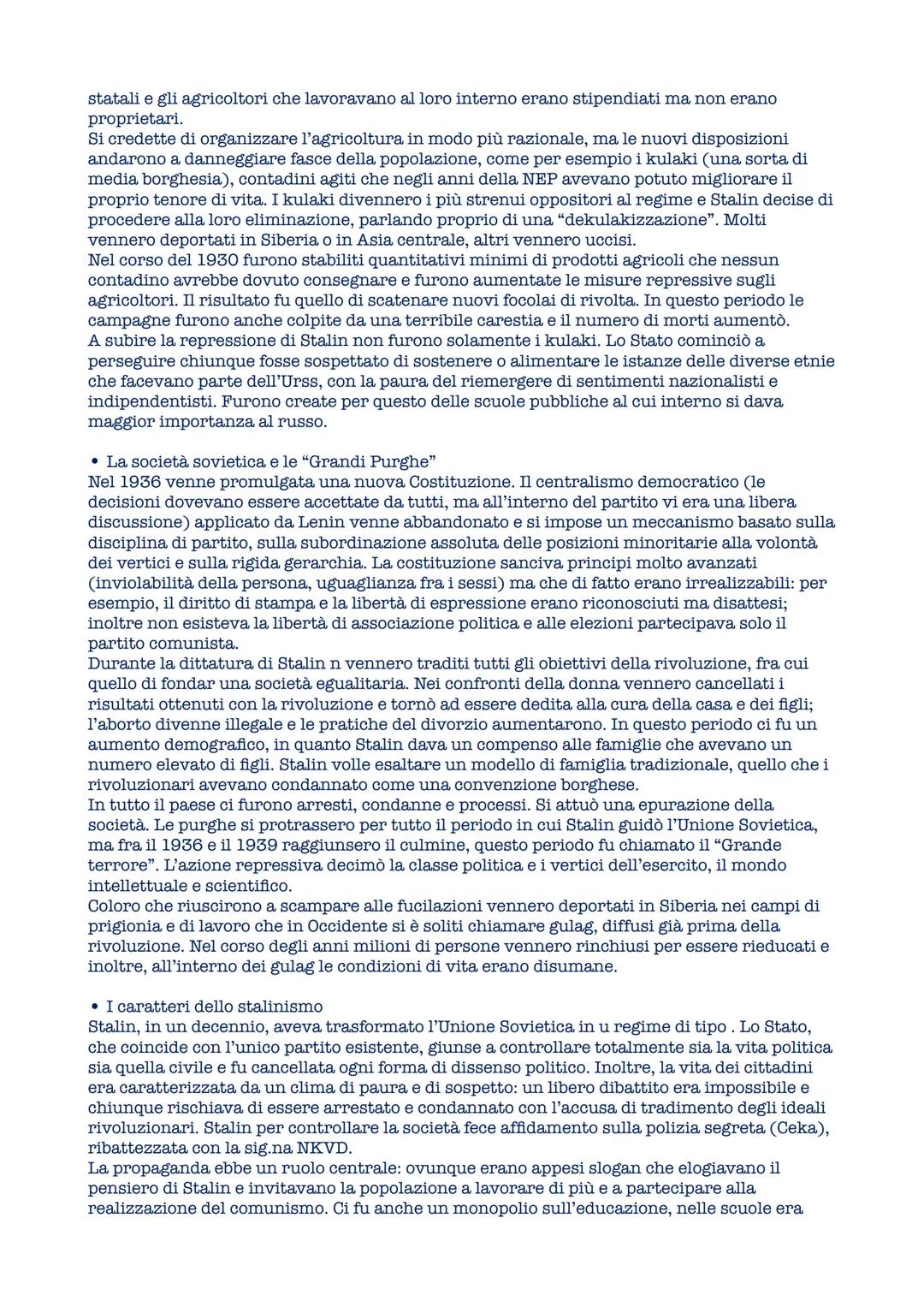 # L'Unione Sovietica e lo stalinismo
• L'ascesa di Stalin
La morte di Lenin (1924) scatena una lotta per la successione alla Partito bolsc