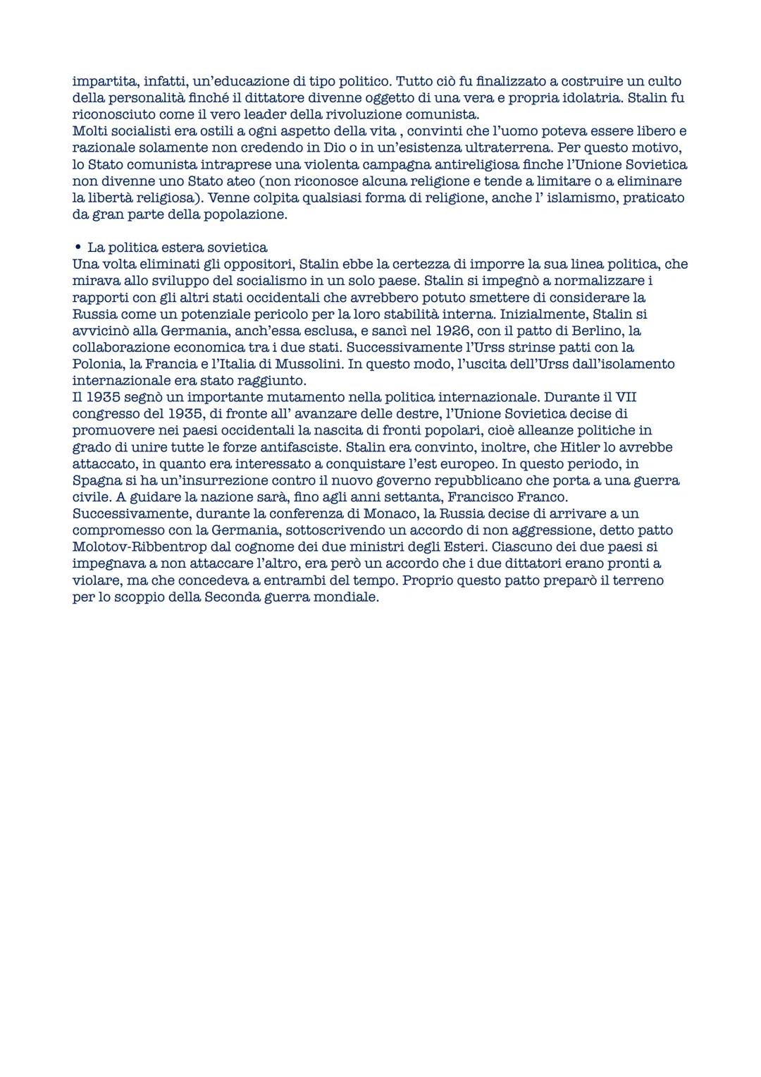 # L'Unione Sovietica e lo stalinismo
• L'ascesa di Stalin
La morte di Lenin (1924) scatena una lotta per la successione alla Partito bolsc