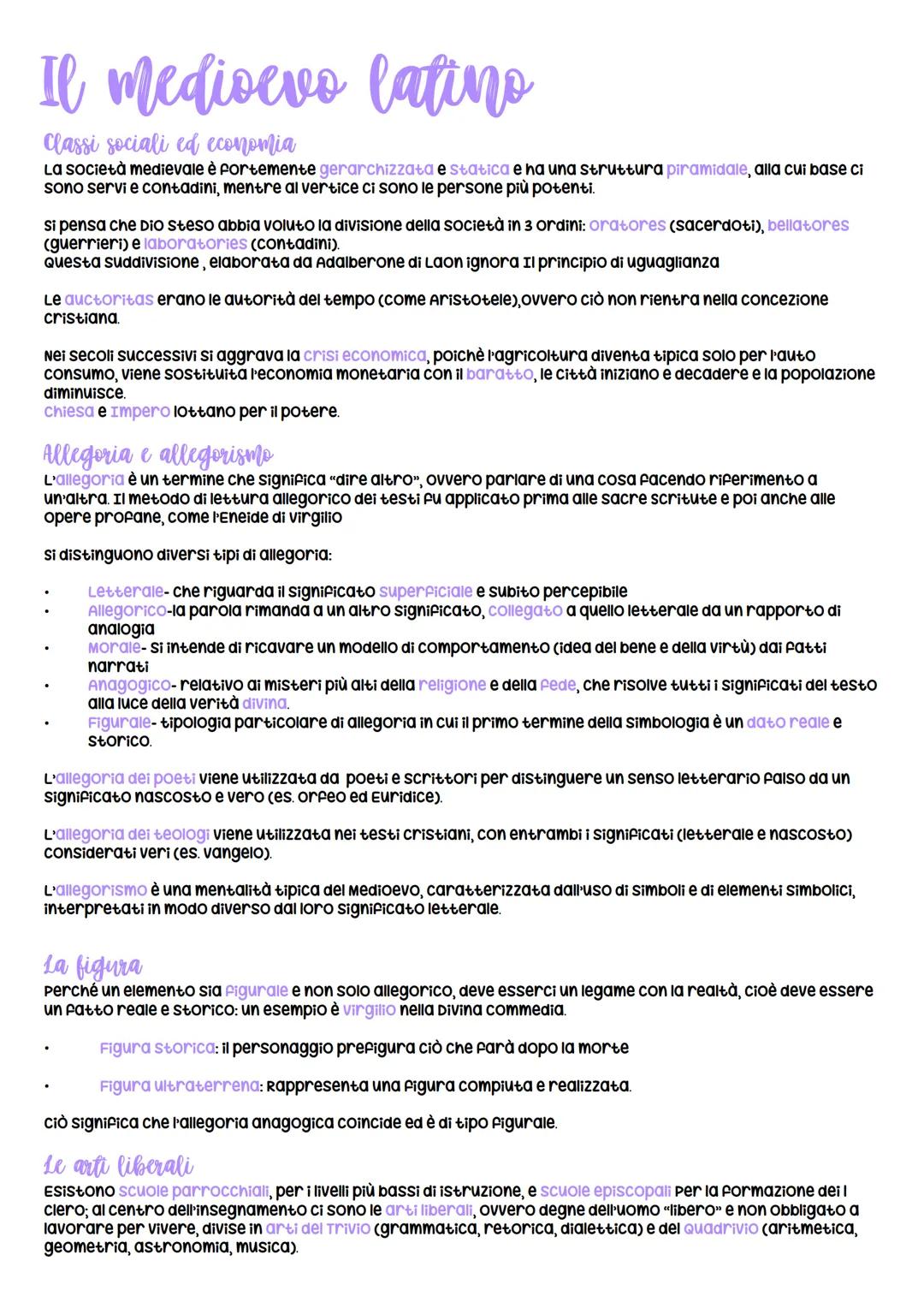 Il medioevo latino
Classi sociali ed economia
La società medievale è fortemente gerarchizzata e statica e ha una struttura piramidale, alla