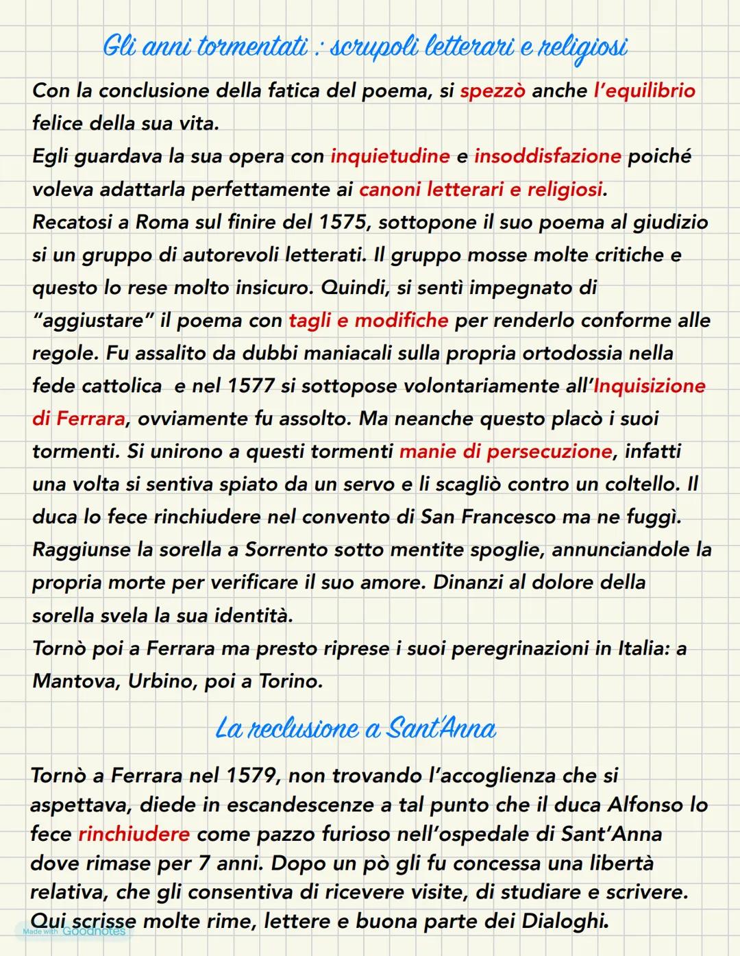 TORQUATO TASSO
La vita
Tornato Tasso nacque a Sorrento l'11 marzo del 1544. Nel 1577 ai
trasferรฌ con il padre (autore dell'Amadigi) alla cor