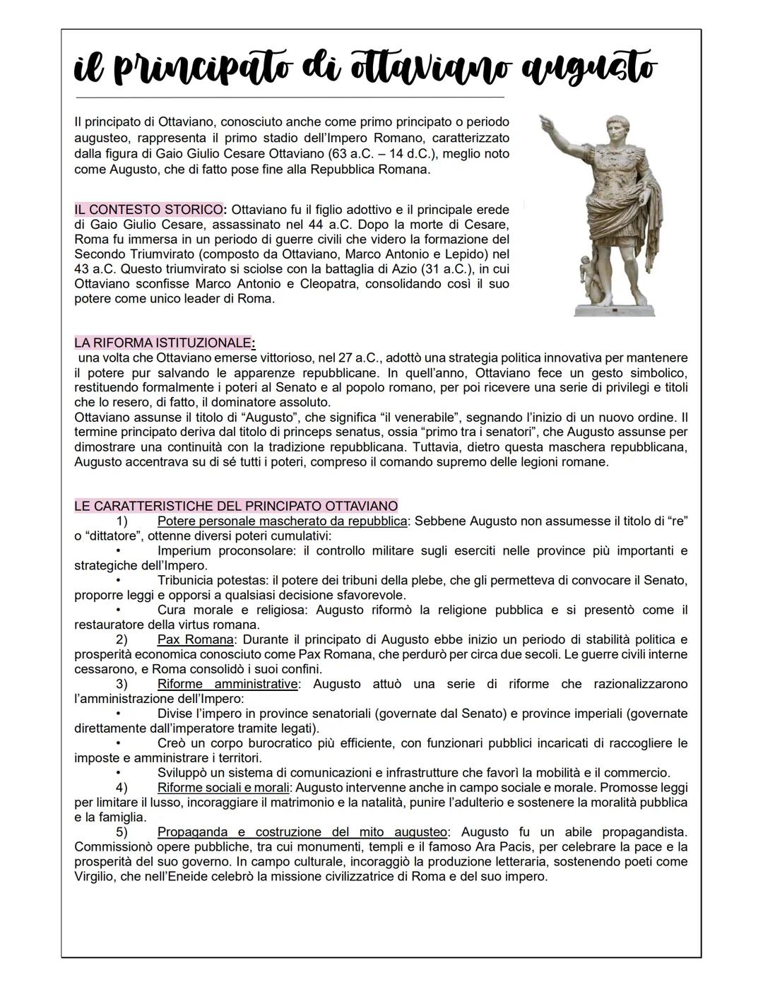 # il principato di ottaviano qugusto
Il principato di Ottaviano, conosciuto anche come primo principato o periodo
augusteo, rappresenta il