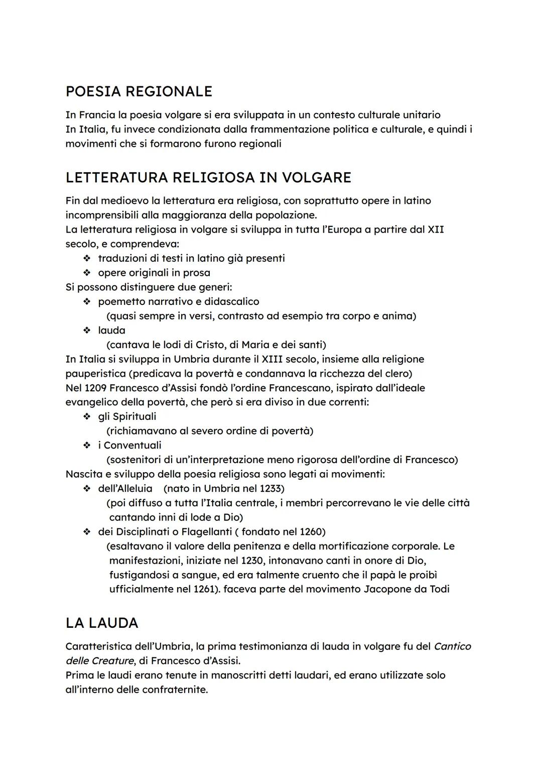 POESIA ITALIANA DAL 1200 AL 1300