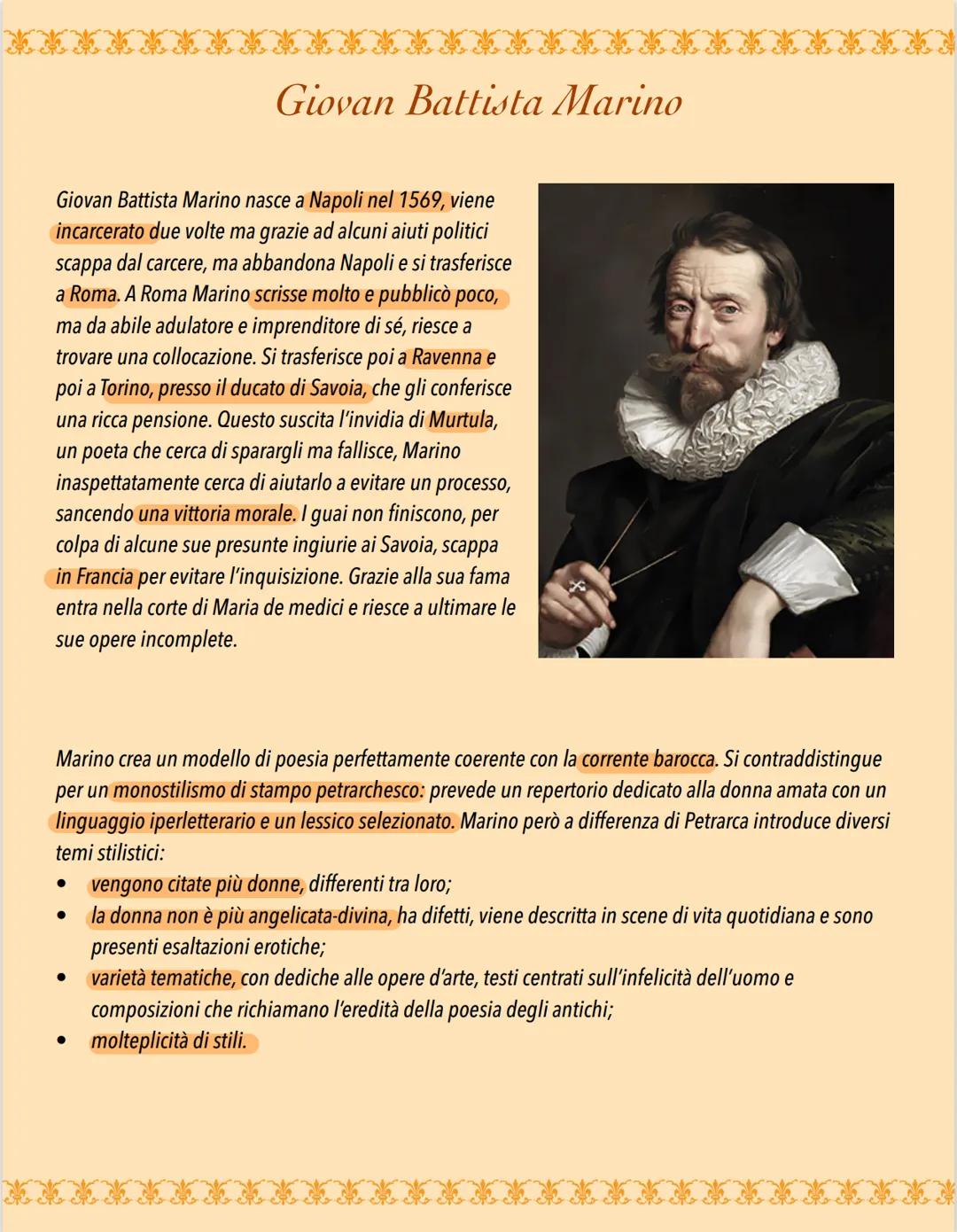 Il seicento e Giovan Battista Marino
Il Seicento è caratterizzato da una rivoluzione
scientifica che mette fine all'idea che la Terra sia al