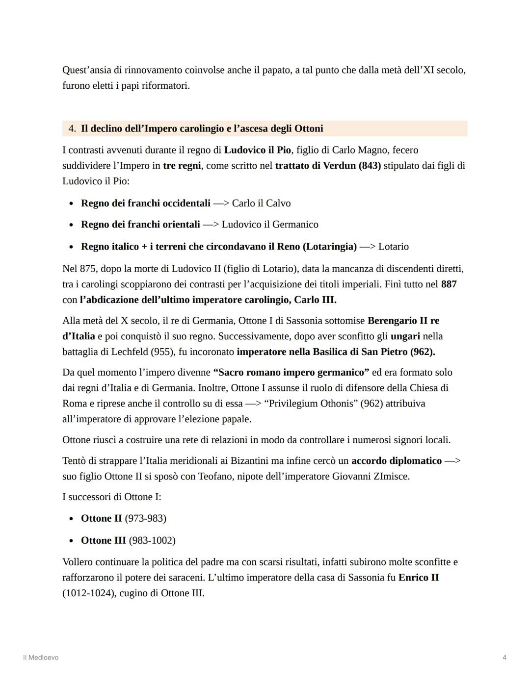 Il Medioevo
Il Medioevo
Il Medioevo inizia con la caduta dell'Impero Romano d'Occidente nel 476 d.C. e finisce con la
scoperta dell'America