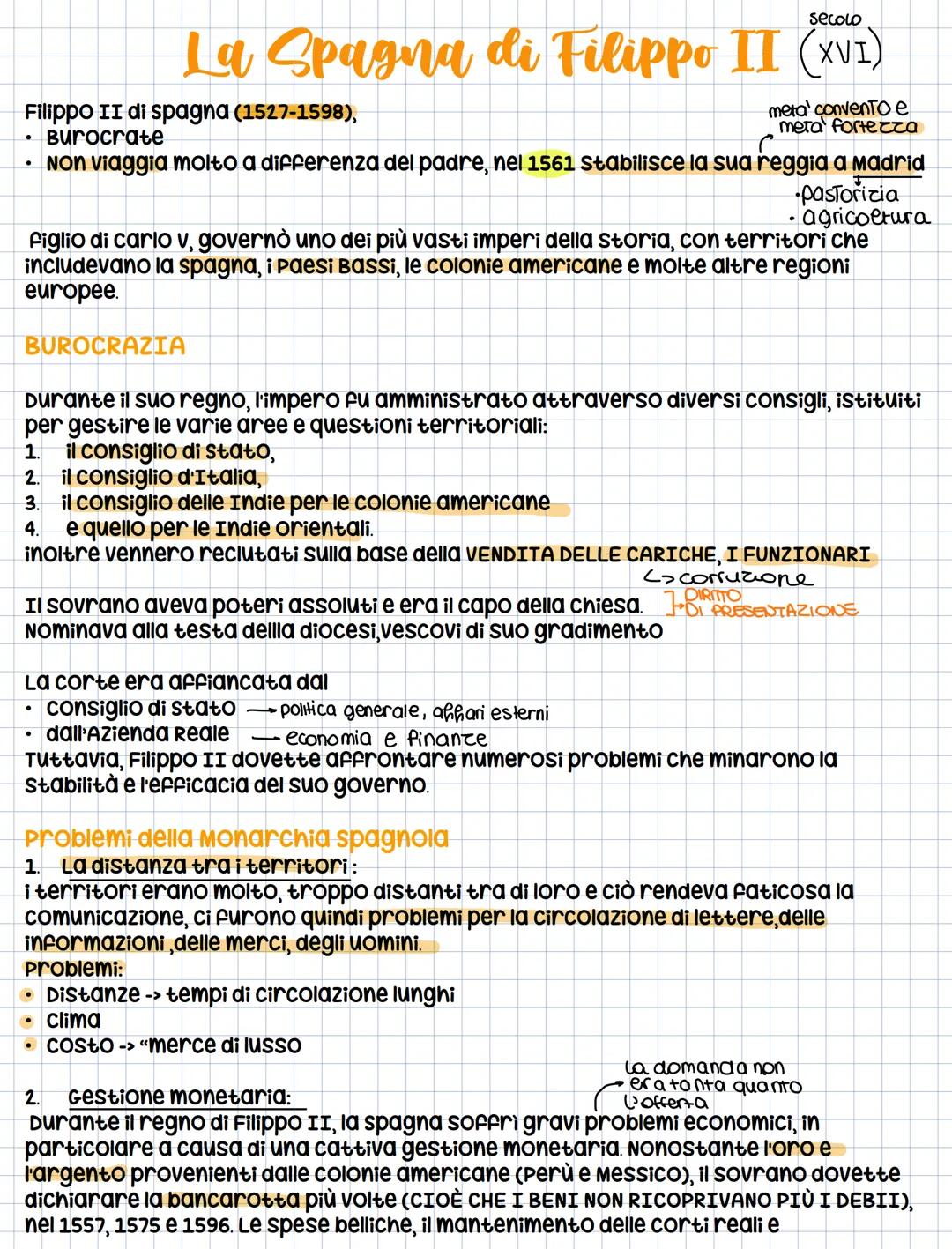 # La Spagna di Filippo II (secolo XVI)
Filippo II di spagna (1527-1598),
* Burocrate
meta' convento e
mera fortezza
* Non viaggia mo