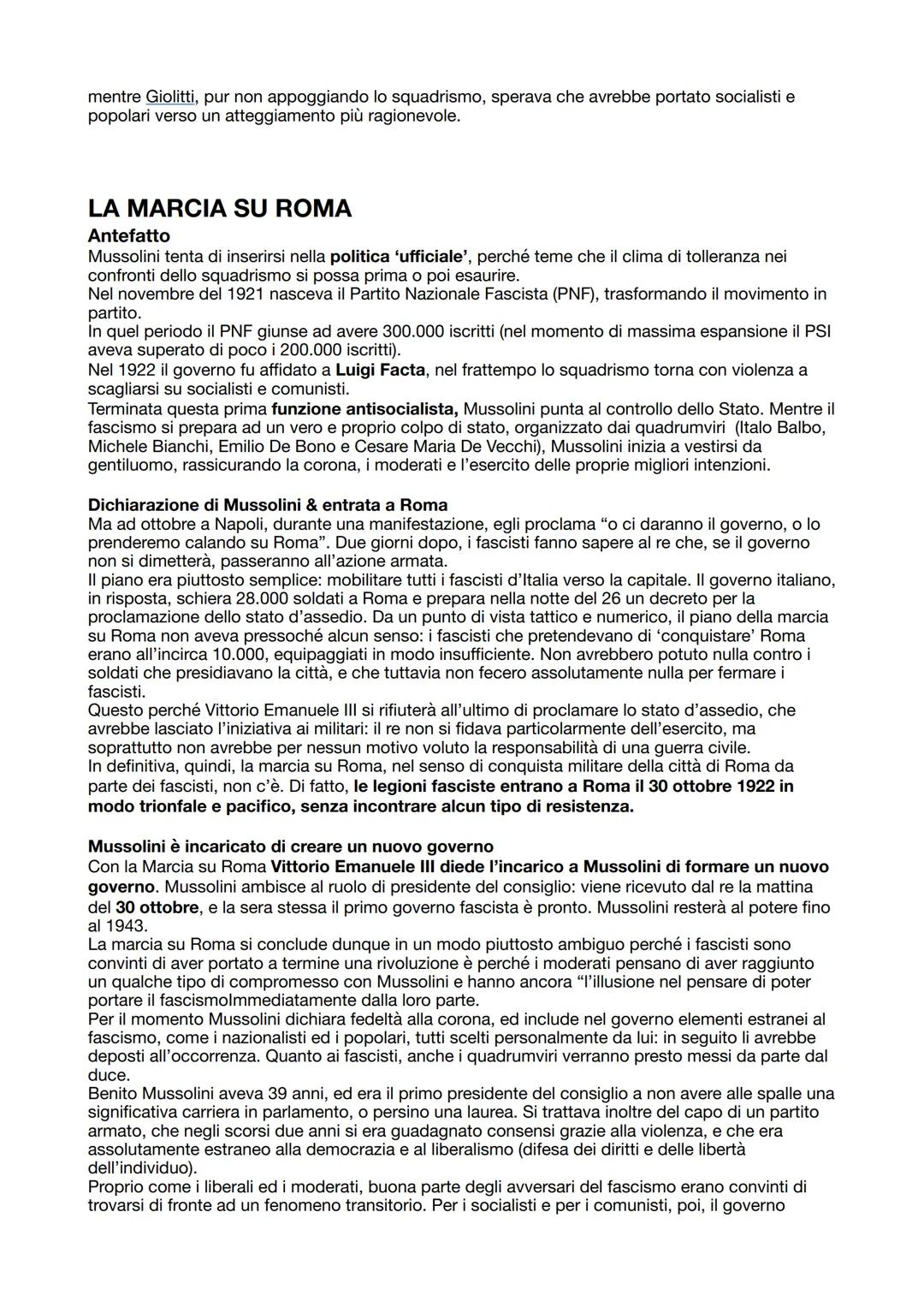 # ASCESA DEL FASCISMO IN ITALIA
Il fascismo è stato definito un "totalitarismo imperfetto" perché Mussolini deve fare conto con altri
due p
