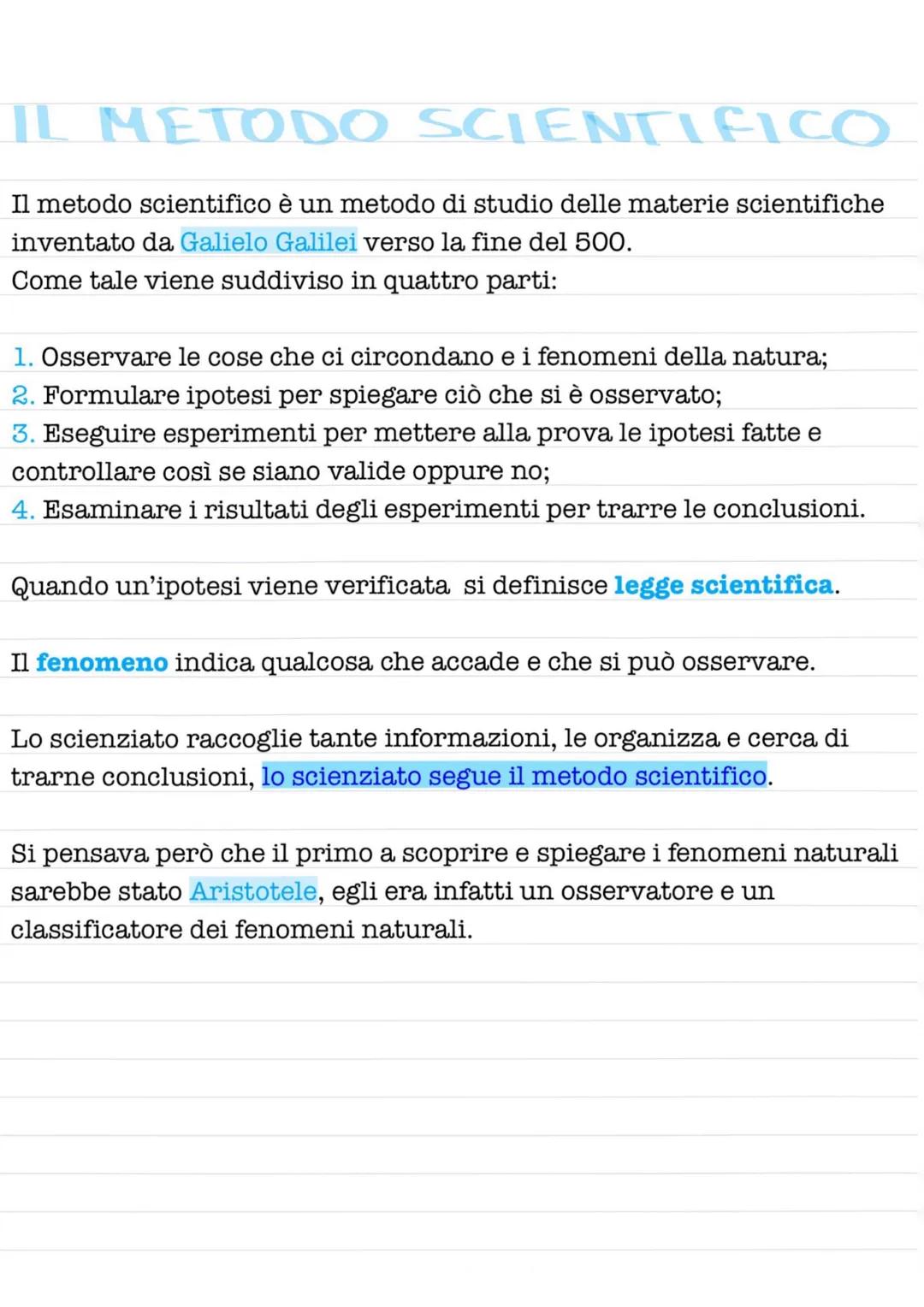 IL METODO SCIENTIFICO
Il metodo scientifico è un metodo di studio delle materie scientifiche
inventato da Galielo Galilei verso la fine del