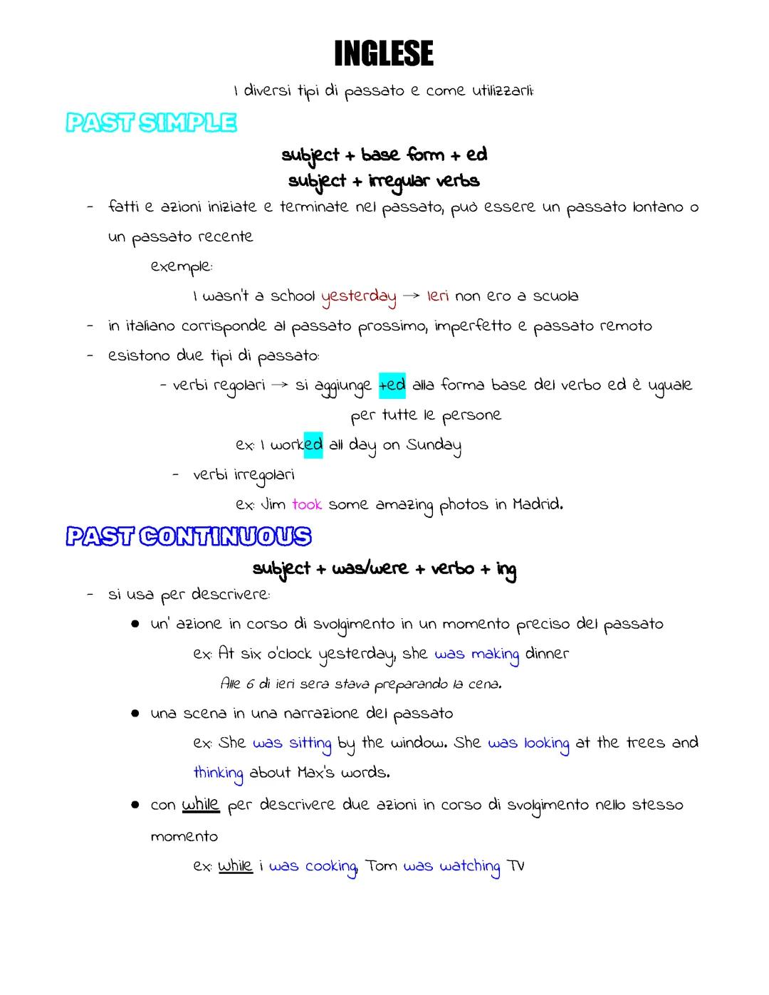 I diversi tipi di passato in inglese