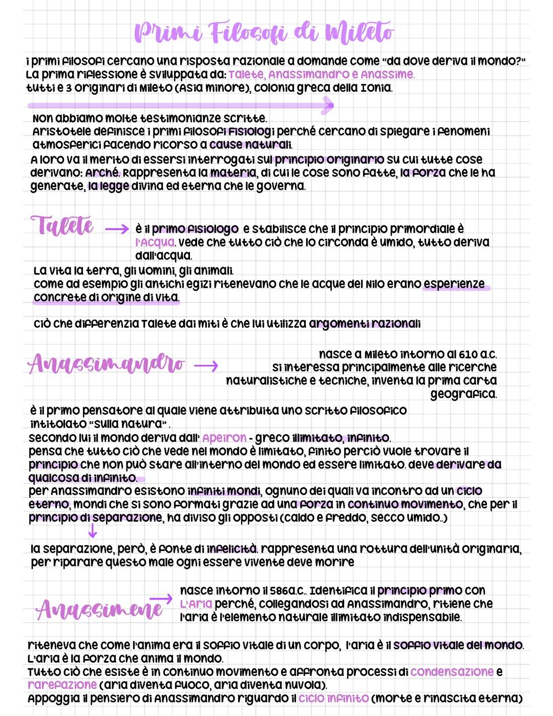 i primi filosofi di Mileto