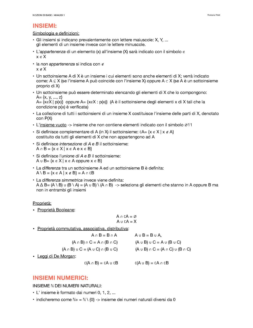 Nozione di base- Analisi 1