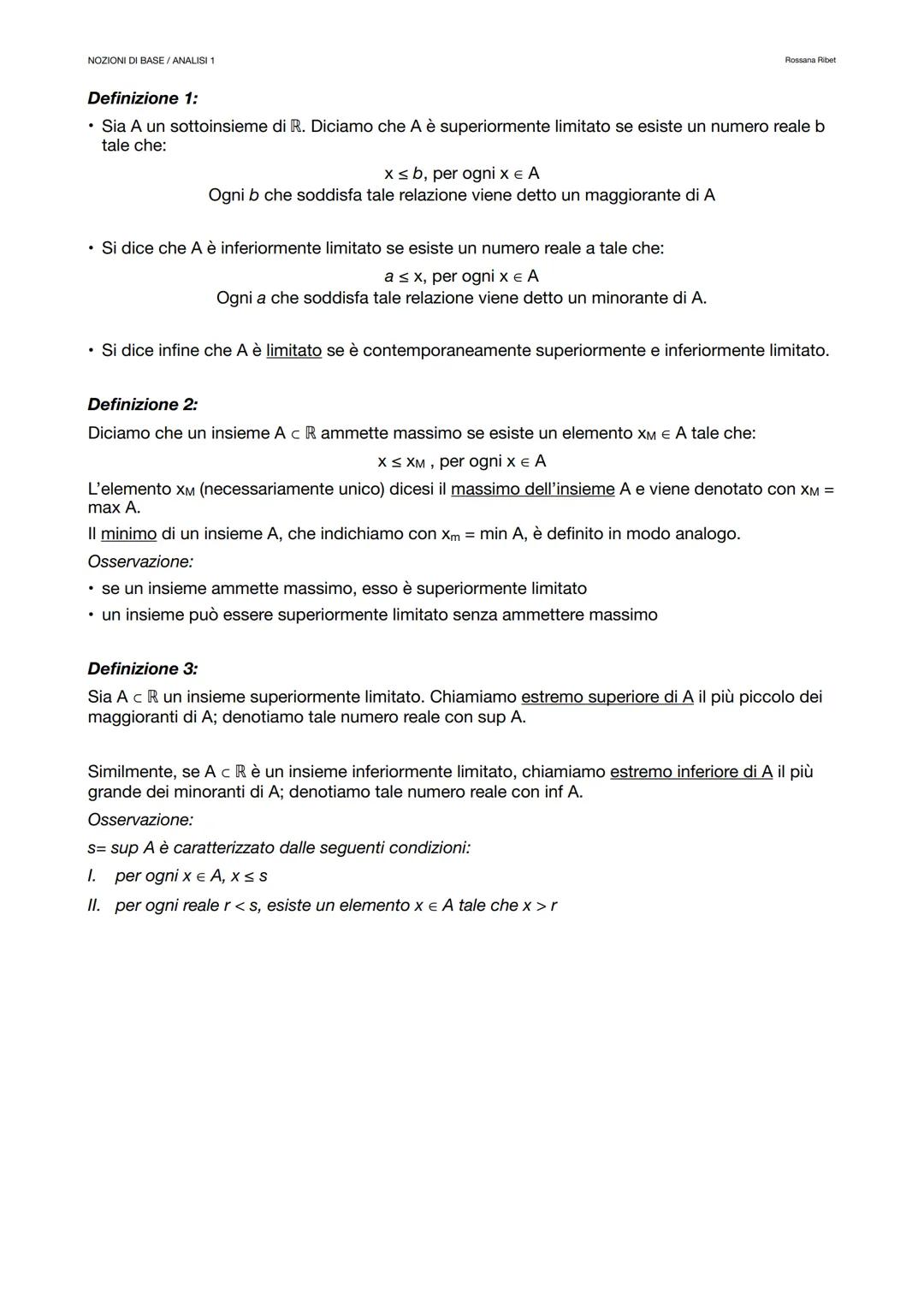 NOZIONI DI BASE/ANALISI 1
INSIEMI:
Simbologia e definizioni:
• Gli insiemi si indicano prevalentemente con lettere maiuscole: X, Y, ...
•
gl