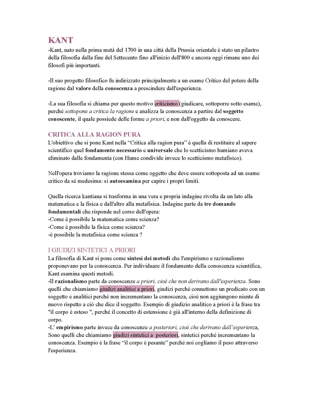 Kant e la “Critica alla ragion pura”