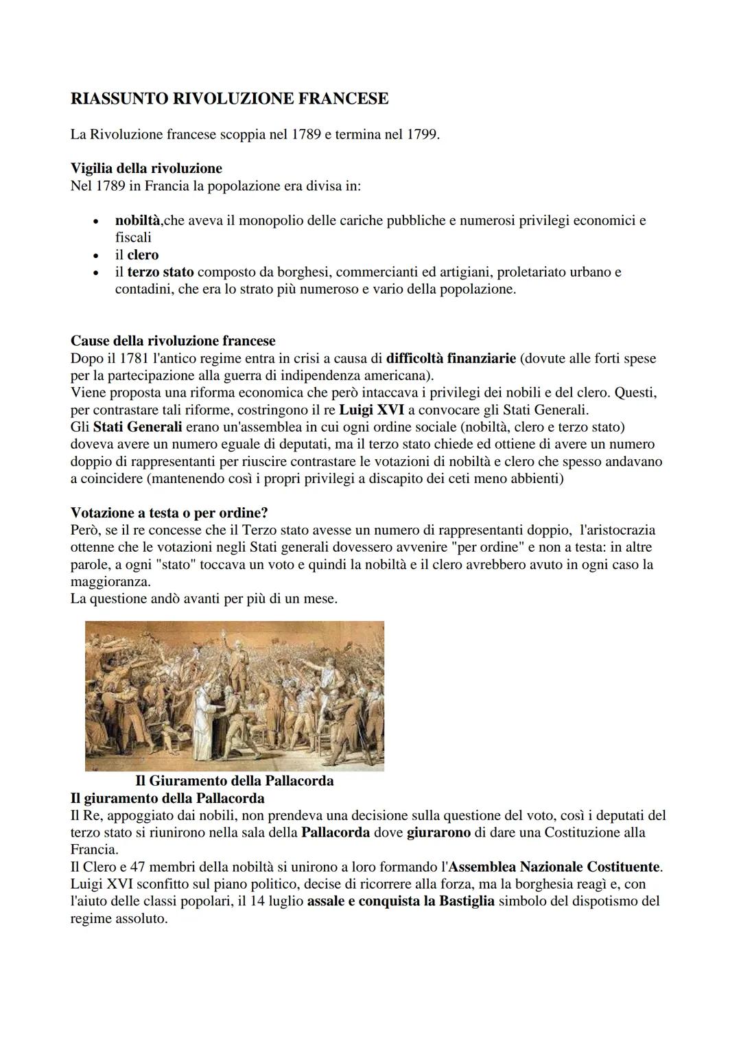 # RIASSUNTO RIVOLUZIONE FRANCESE
La Rivoluzione francese scoppia nel 1789 e termina nel 1799.
## Vigilia della rivoluzione
Nel 1789 in Fr