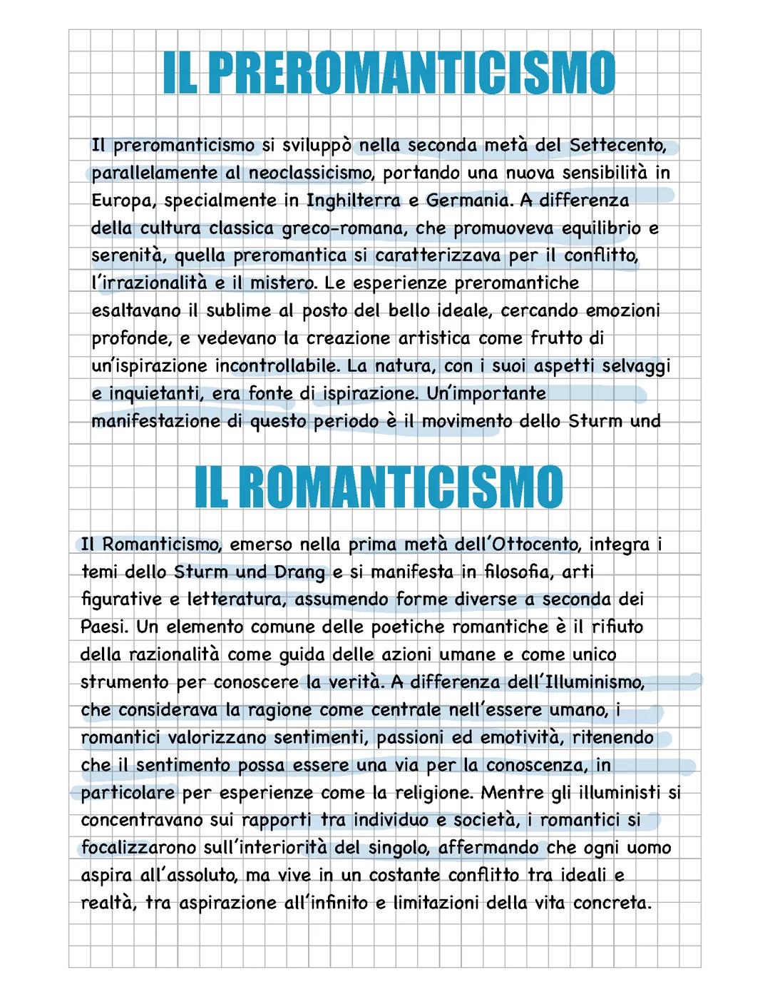 IL PREROMANTICISMO/IL ROMANTICISMO IN LETTERATURA