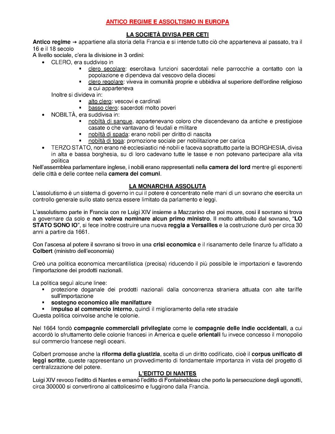 antico regime e assolutismo in Europa e le alternative dell’assolutismo