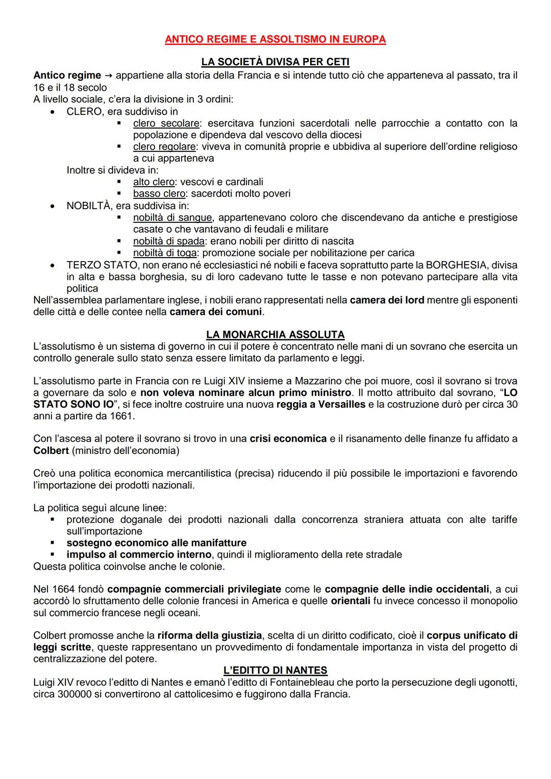 Antico regime
16 e il 18 secolo
→
ANTICO REGIME E ASSOLTISMO IN EUROPA
LA SOCIETÀ DIVISA PER CETI
appartiene alla storia della Francia e si