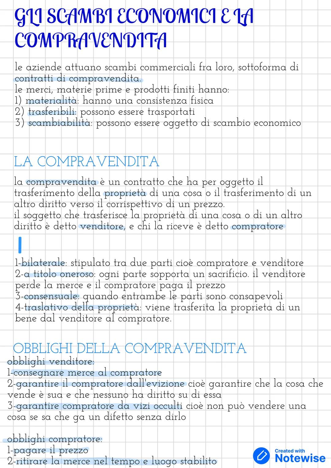 # GLI SCAMBI ECONOMICI E LA
# COMPRAVENDITA
le aziende attuano scambi commerciali fra loro, sottoforma di
contratti di compravendita.
le me