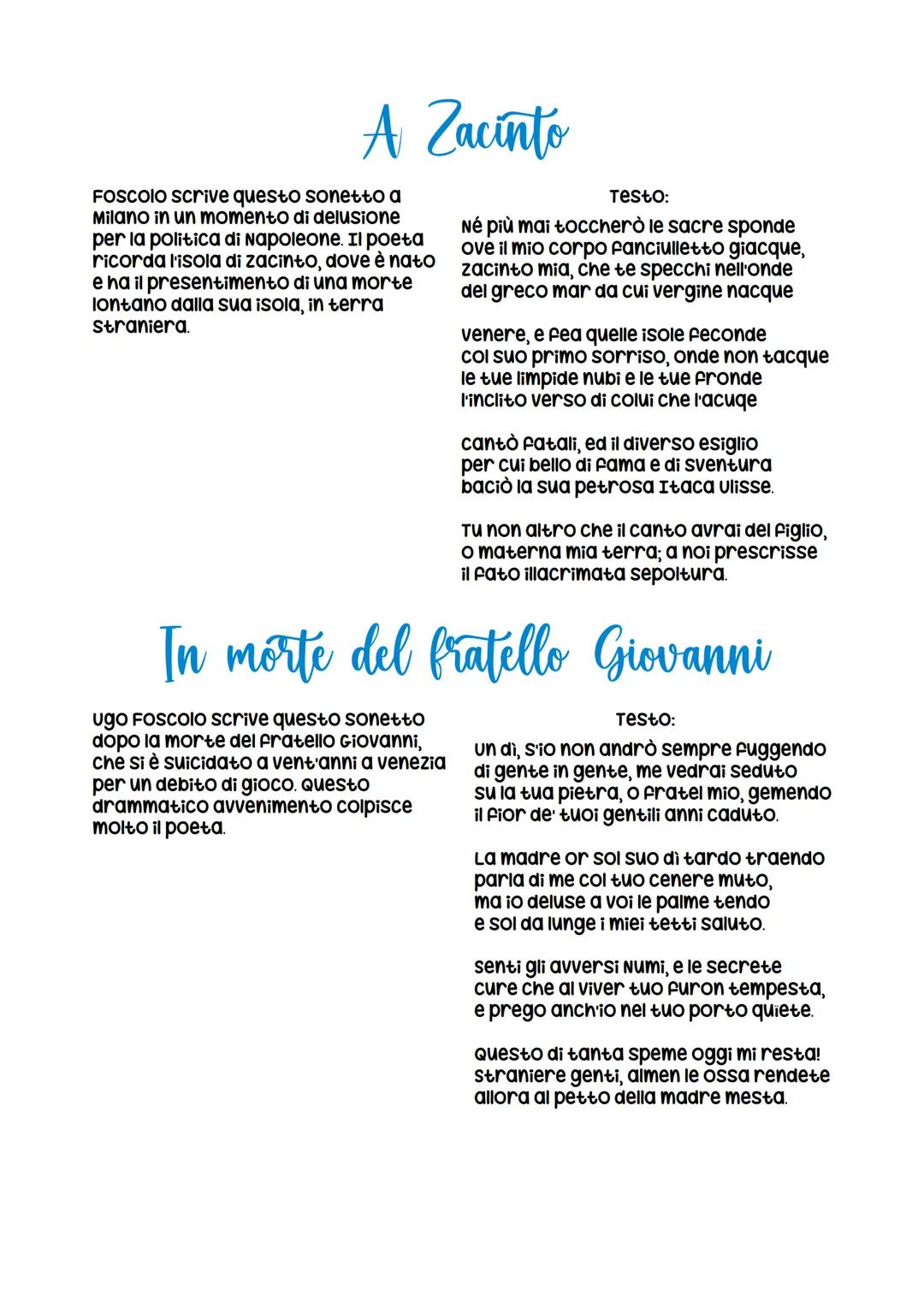 # Ugo Foscolo
La vita
FOSCOIO nacque nel 1778 a zacinto. Dopo il suo trasferimento in Italia si dedicò
allo studio dei classici, ma dopo i
