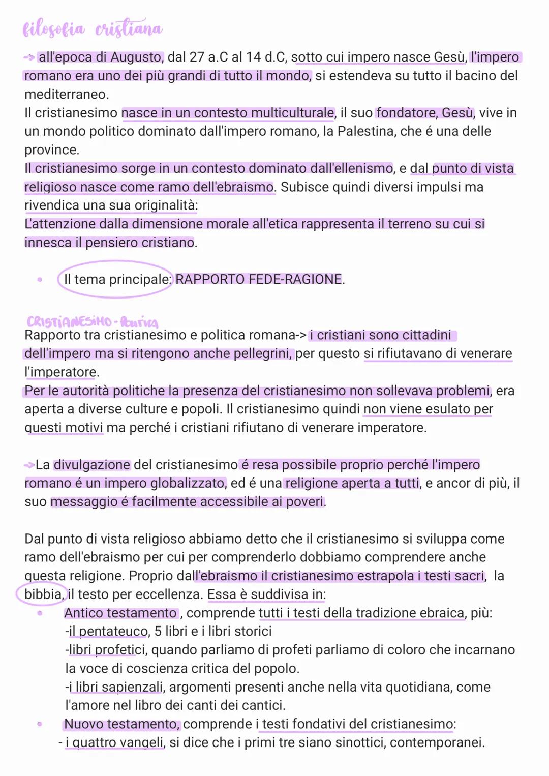 # filosofia cristiana
→ all'epoca di Augusto, dal 27 a.C al 14 d.C, sotto cui impero nasce Gesù, l'impero
romano era uno dei più grandi di