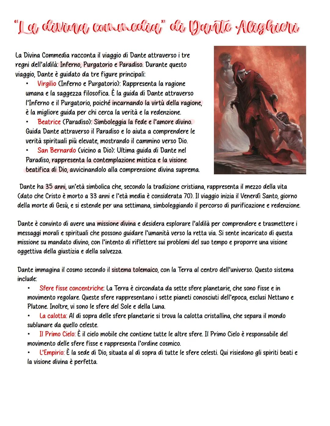 "La divera conuclid" di Dante Alighieri
La Divina Commedia racconta il viaggio di Dante attraverso i tre
regni dell'aldilà: Inferno, Purgato