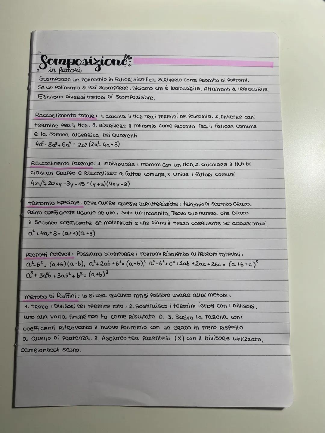 # Somposizione
in fattori
SCOMPORRE un Polinomio in fattori Significa sceiverio come Prodotto Di Polinomi.
Se un Polinomio si Puo' Scomporre
