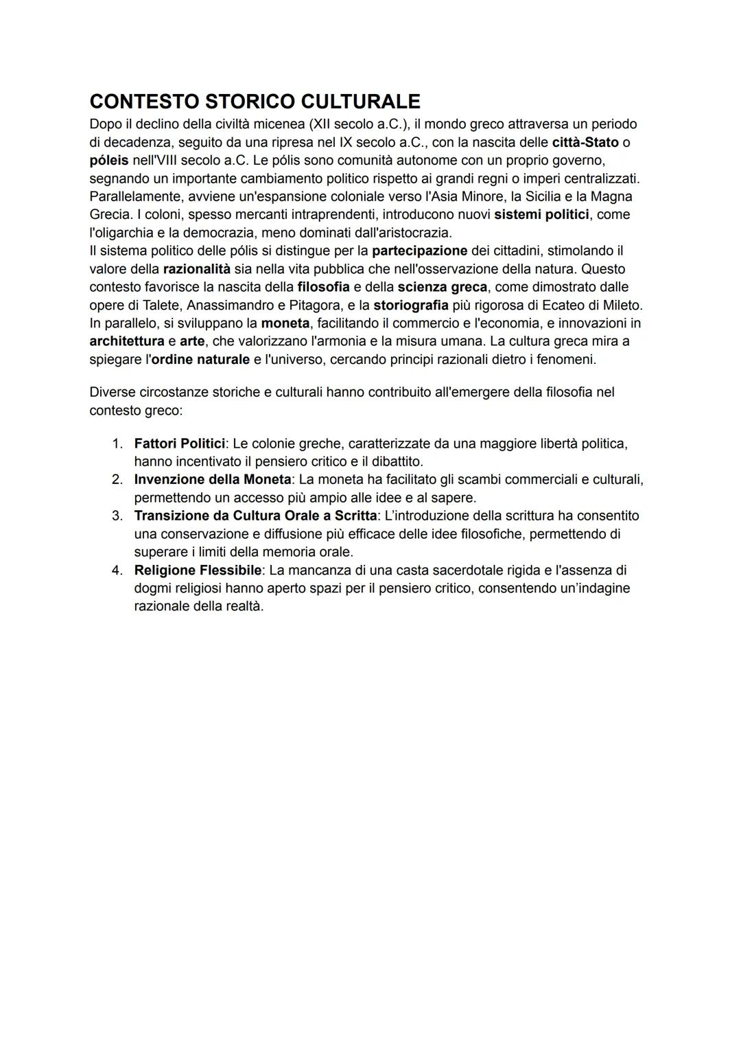 CONTESTO STORICO CULTURALE
Dopo il declino della civiltà micenea (XII secolo a.C.), il mondo greco attraversa un periodo
di decadenza, segui