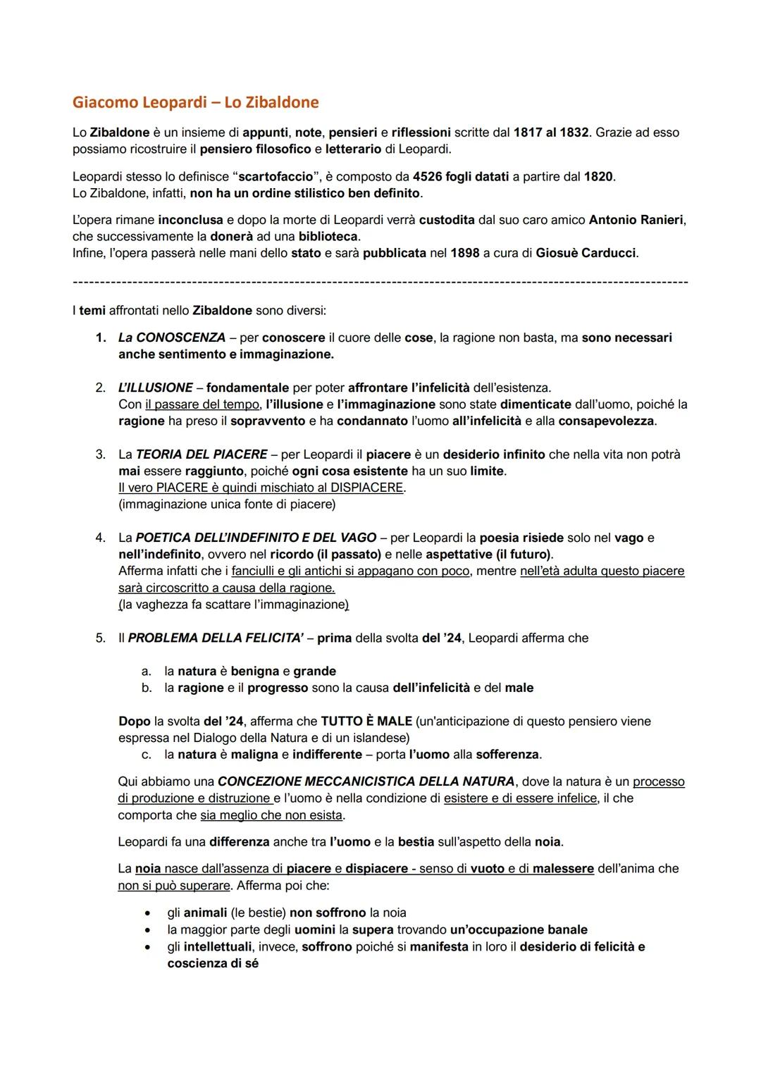 Giacomo Leopardi - Lo Zibaldone
Lo Zibaldone è un insieme di appunti, note, pensieri e riflessioni scritte dal 1817 al 1832. Grazie ad esso