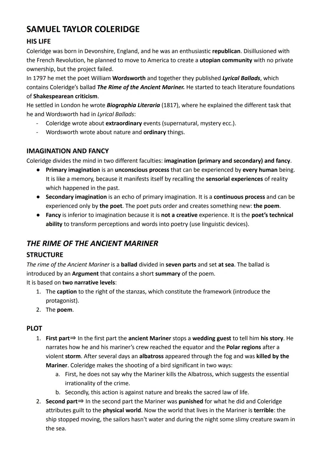 Samuel Taylor Coleridge and The rime of the Ancient Mariner