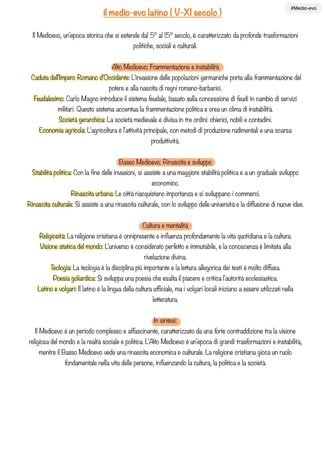 il medio-evo latino (V-XI secolo)
#Medio-evo
Il Medioevo, un'epoca storica che si estende dal 5° al 15° secolo, è caratterizzato da profonde