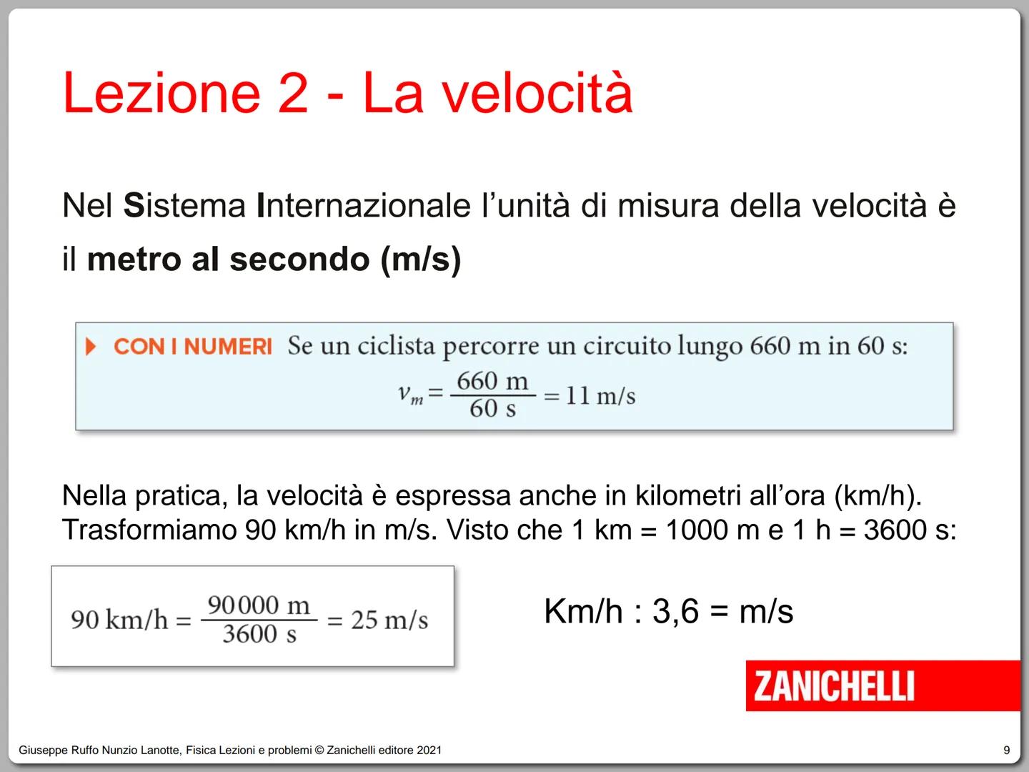 Giuseppe Ruffo Nunzio Lanotte
Fisica
Lezioni e problemi
ZANICHELLI # Unità 6 - Il moto rettilineo
1. Lo studio del moto
2. La velocità
3.