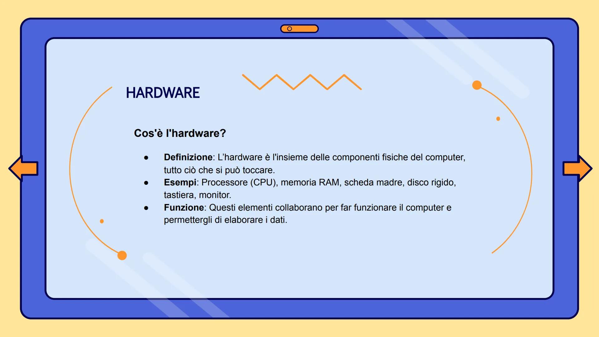 UDA1: L'INFORMATICA
BASI INFORMATICA E COMPONENTI DI UN
COMPUTER La logica sequenziale: Input, Elaborazione, Output
•
Input: È l'inserimento