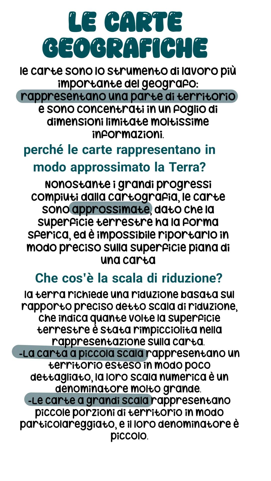 # LE CARTE
GEOGRAFICHE
le carte sono lo strumento di lavoro più
importante del geografo:
rappresentano una parte di territorio
e sono conce