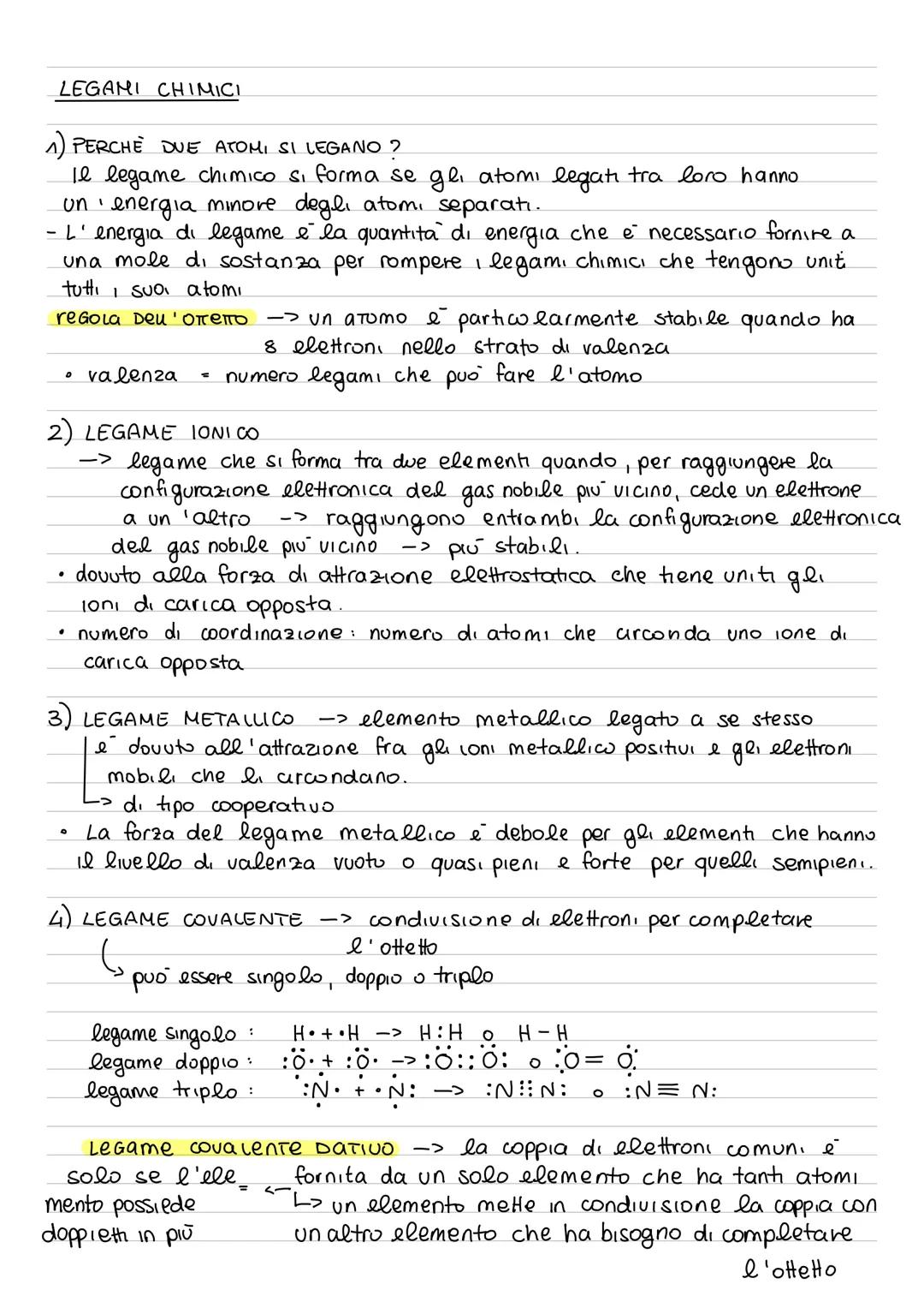 # LEGAMI CHIMICI
1) PERCHÈ DUE ATOMI SI LEGANO?
Il legame chimico si forma se gli atomi legati tra loro hanno
un energia minore degli atom,