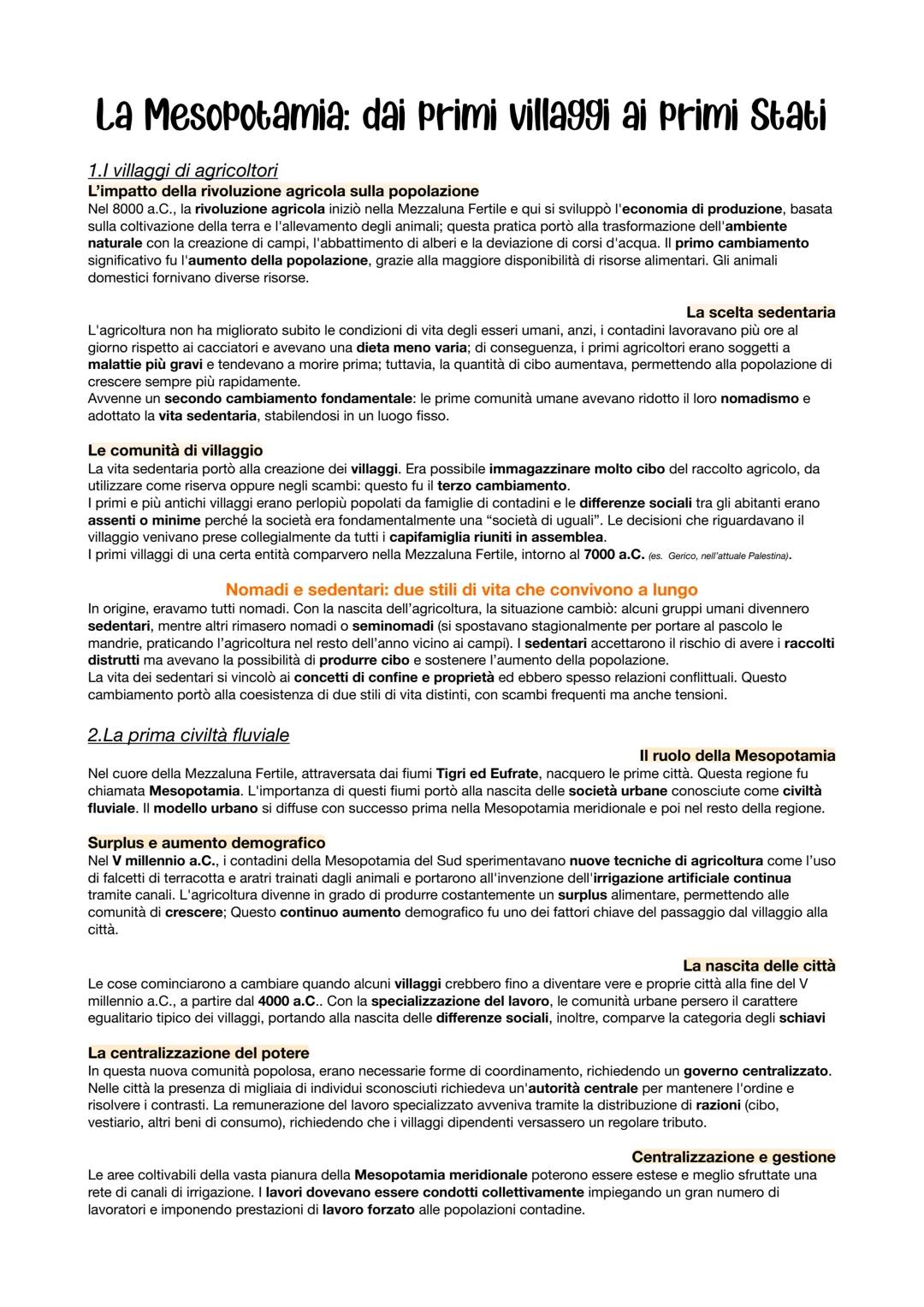 # La Mesopotamia: dai primi villaggi ai primi Stati
1.1 villaggi di agricoltori
L'impatto della rivoluzione agricola sulla popolazione
Ne