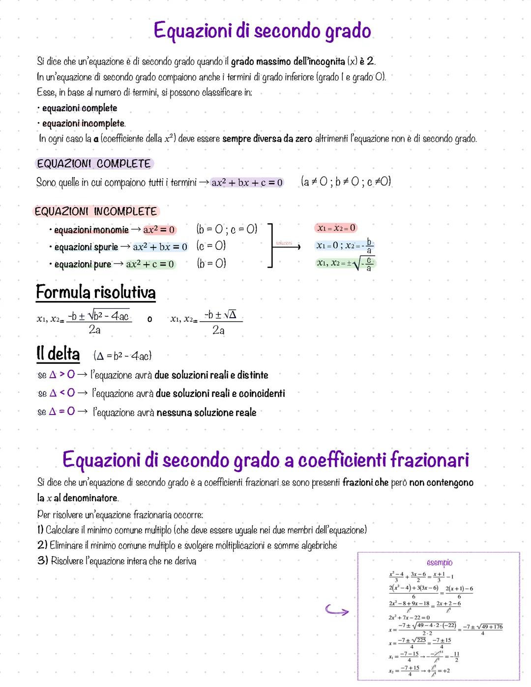 equazioni di secondo grado