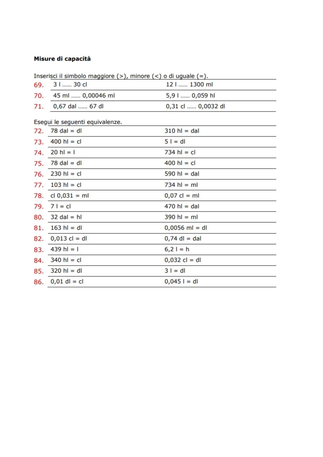 +
TABELLA RIEPILOGO EQUIVALENZE (Parte I)
MISURE DI LUNGHEZZA
Multipli
Unità
Sottomultipli
x10
x10
x10
x10
x10
x10
000000
km
hm
dam
m