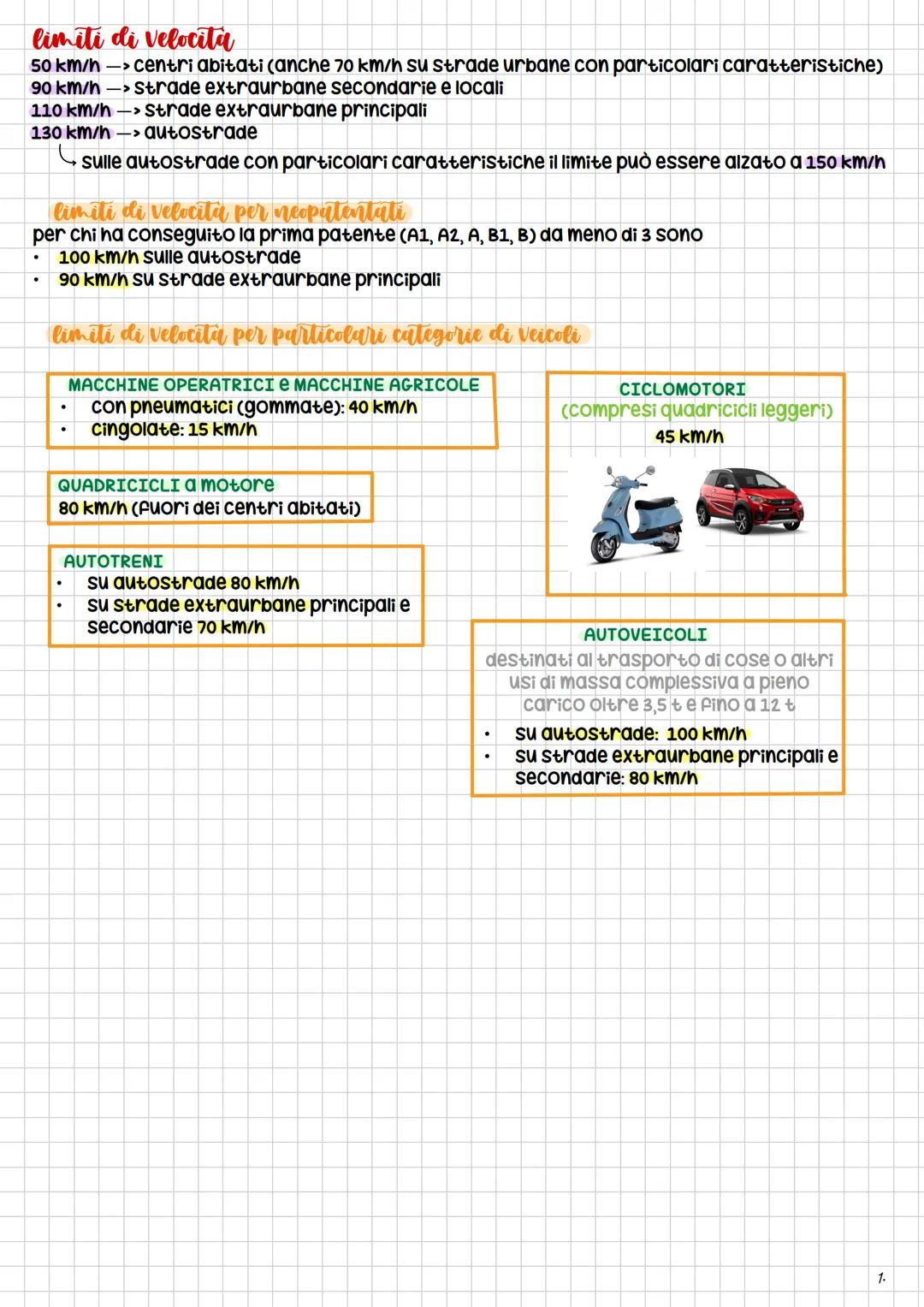 limiti di velocita
50 km/h->centri abitati (anche 70 km/h su strade urbane con particolari caratteristiche)
90 km/h -> strade extraurbane se
