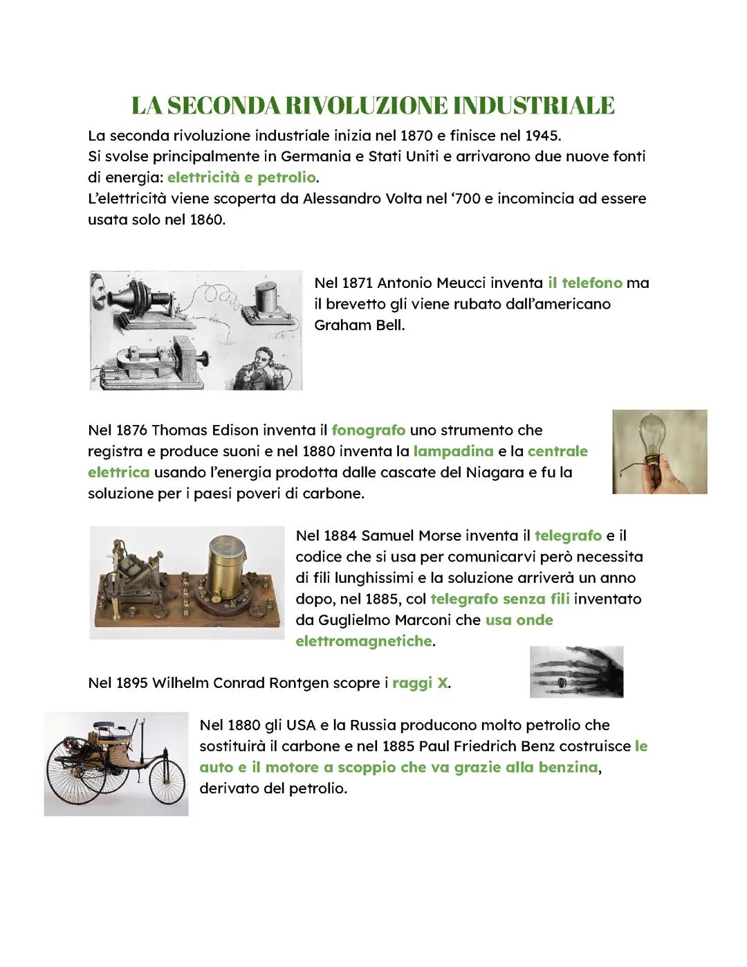 La seconda rivoluzione industriale riassunto