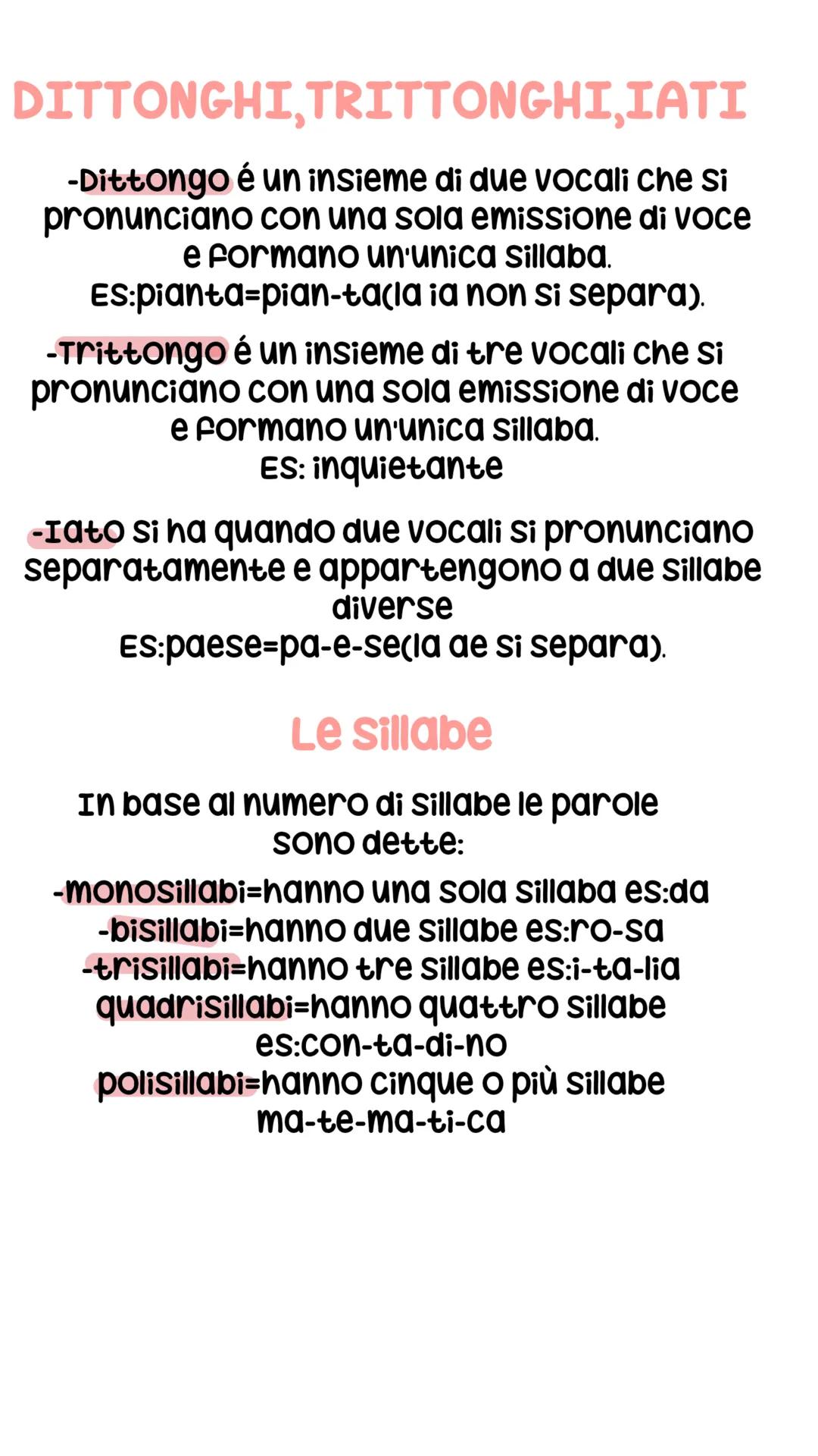 DITTONGHI,TRITTONGHI, IATI
-Dittongo é un insieme di due vocali che si
pronunciano con una sola emissione di voce
e formano un'unica sillab
