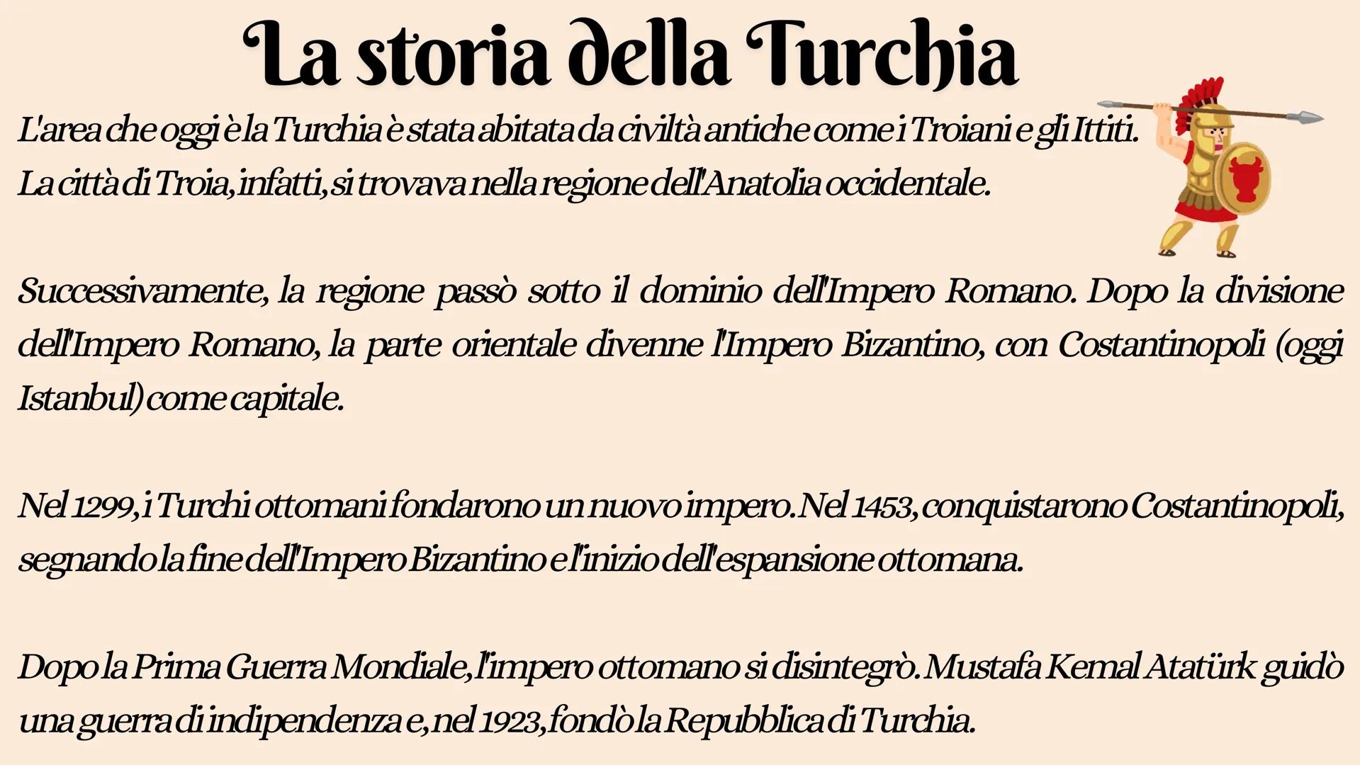 Alla scoperta della
# Turchia # Introduzione
La Turchia è un paese situato tra l'Europa e l'Asia,
con una posizione strategica che unisce d