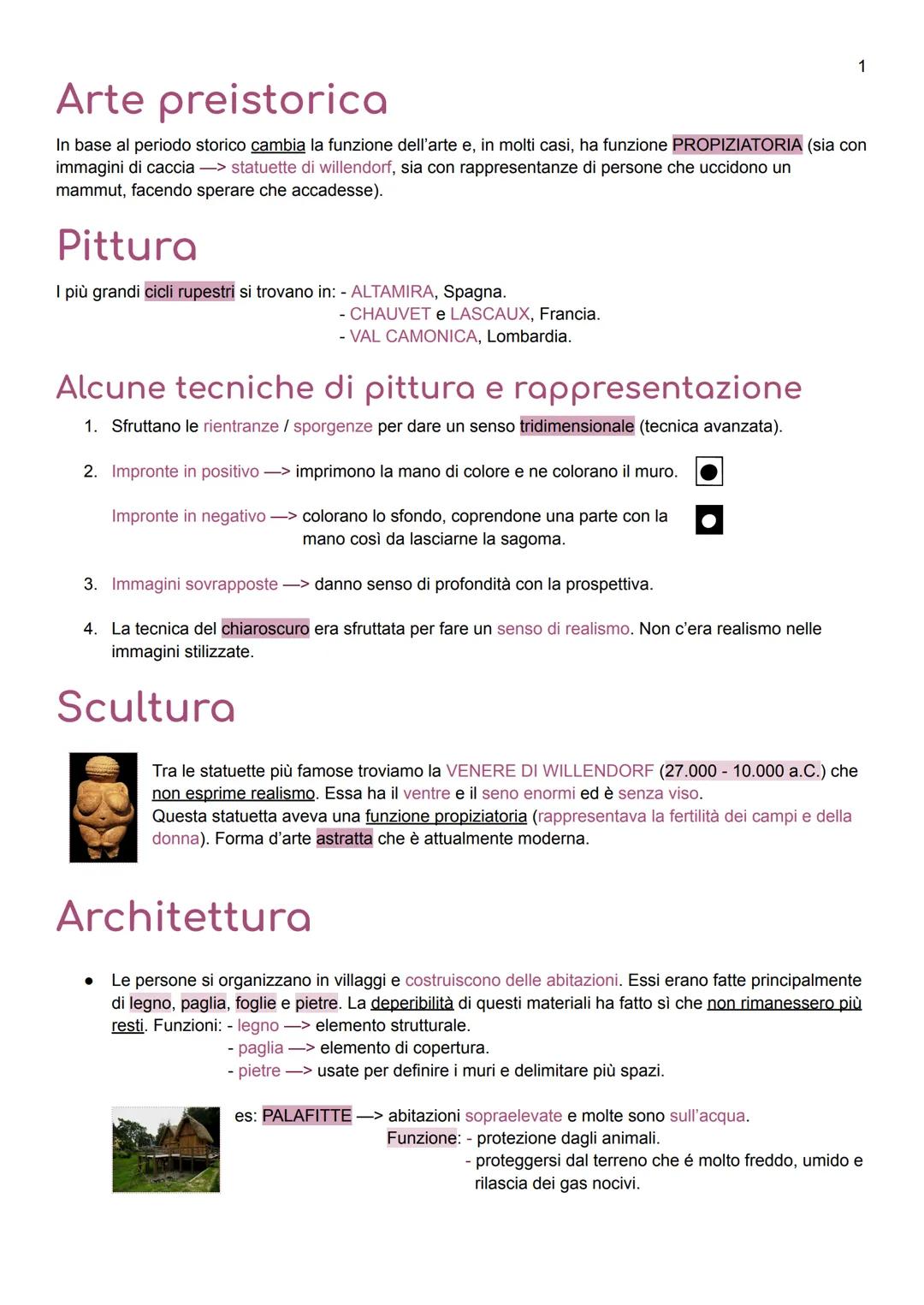 # Arte preistorica
In base al periodo storico cambia la funzione dell'arte e, in molti casi, ha funzione PROPIZIATORIA (sia con
immagini di