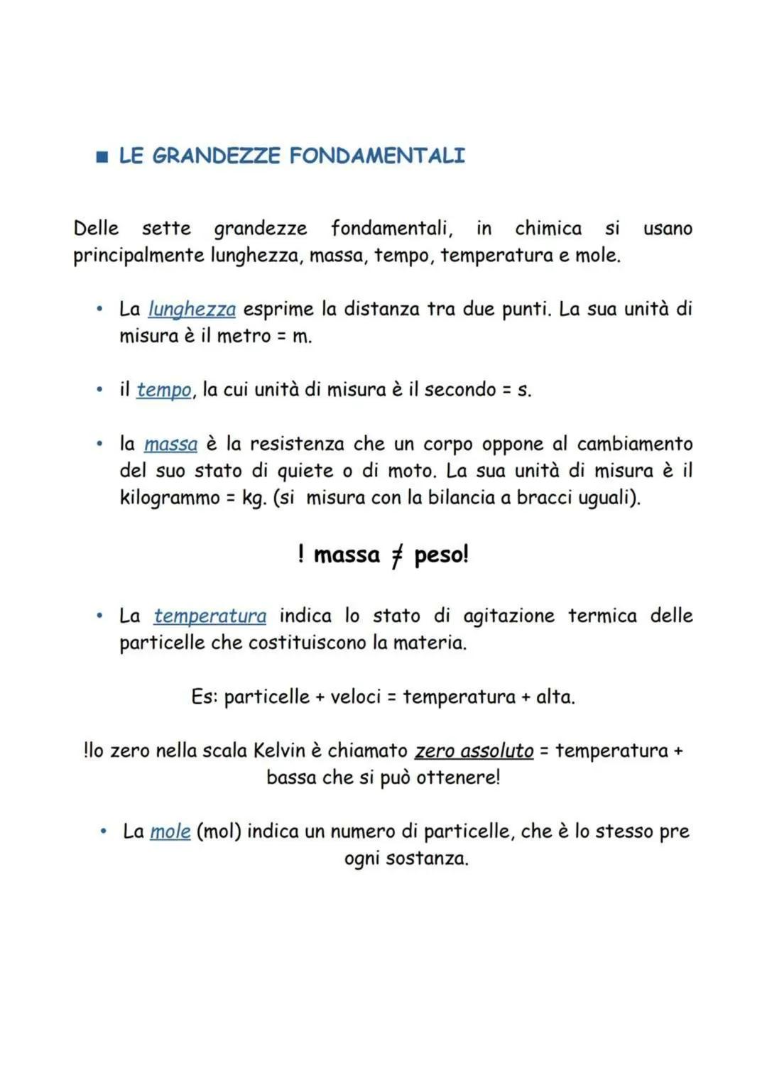 LE GRANDEZZE E LE MISURE
La chimica:
-
• scienza che studia la materia tutto ciò che ha massa e
occupa spazio.
⚫ studia composizione, trasfo