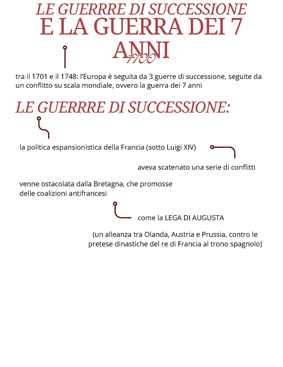 Le guerre di successione e la guerra dei 7 anni