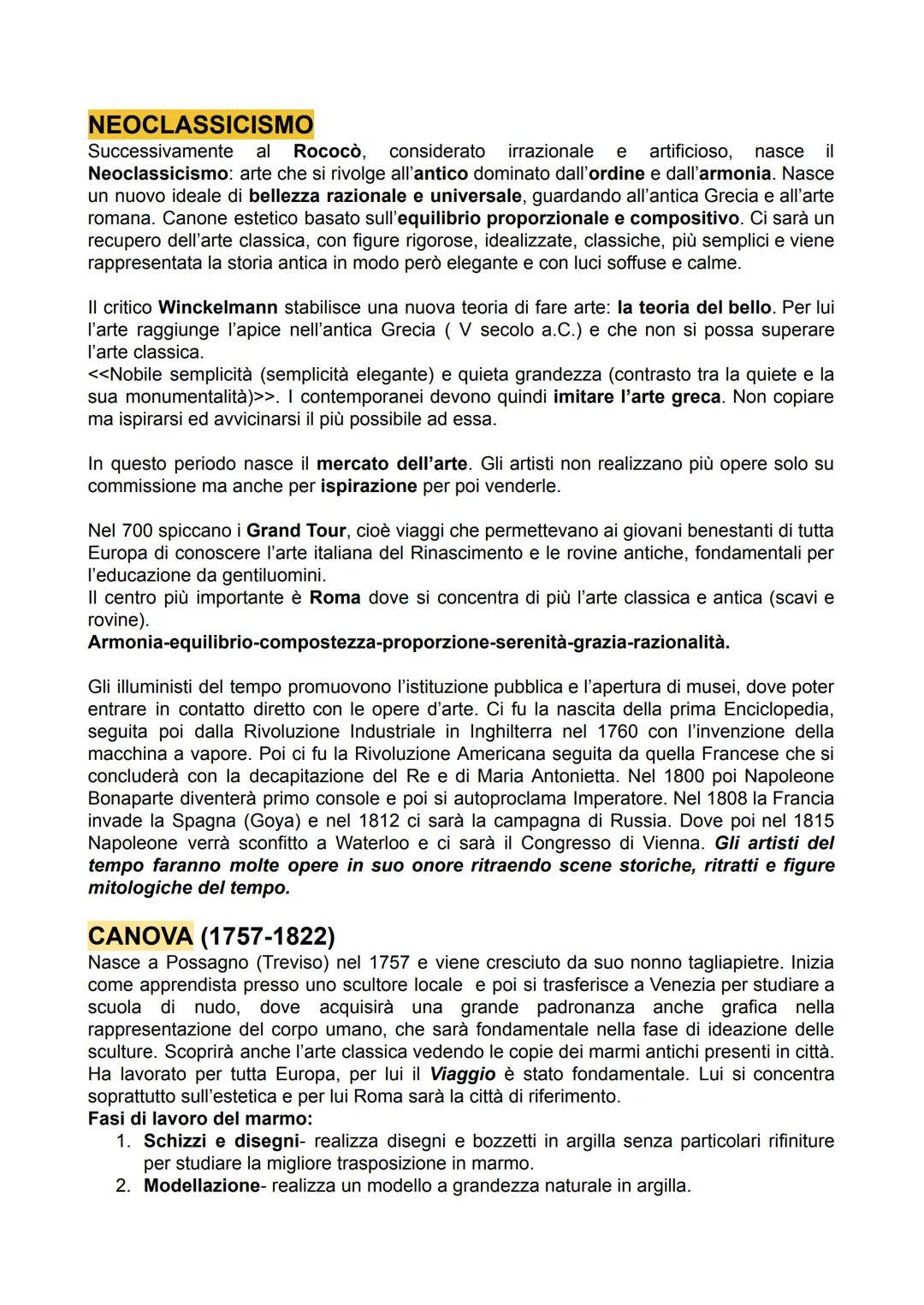 # NEOCLASSICISMO
Successivamente al Rococò, considerato irrazionale e artificioso, nasce il
Neoclassicismo: arte che si rivolge all'antico