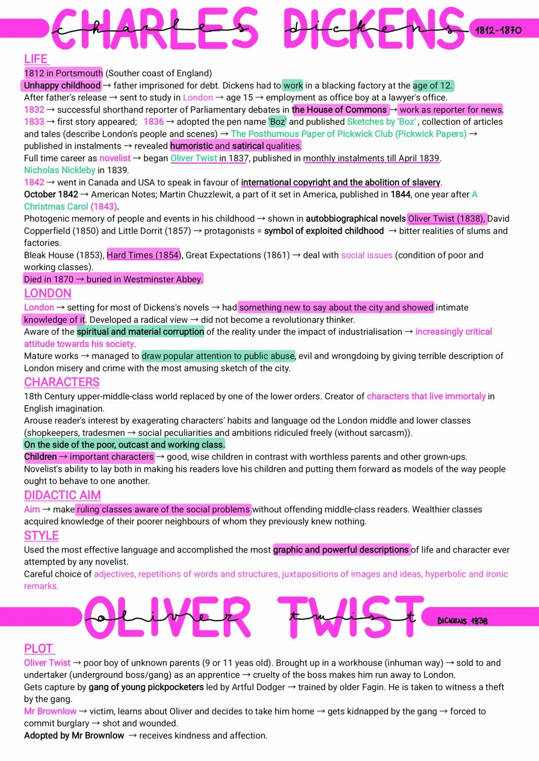LIFE
CHARLES DICKENS
1812 in Portsmouth (Souther coast of England)
Unhappy childhoodfather imprisoned for debt. Dickens had to work in a bla