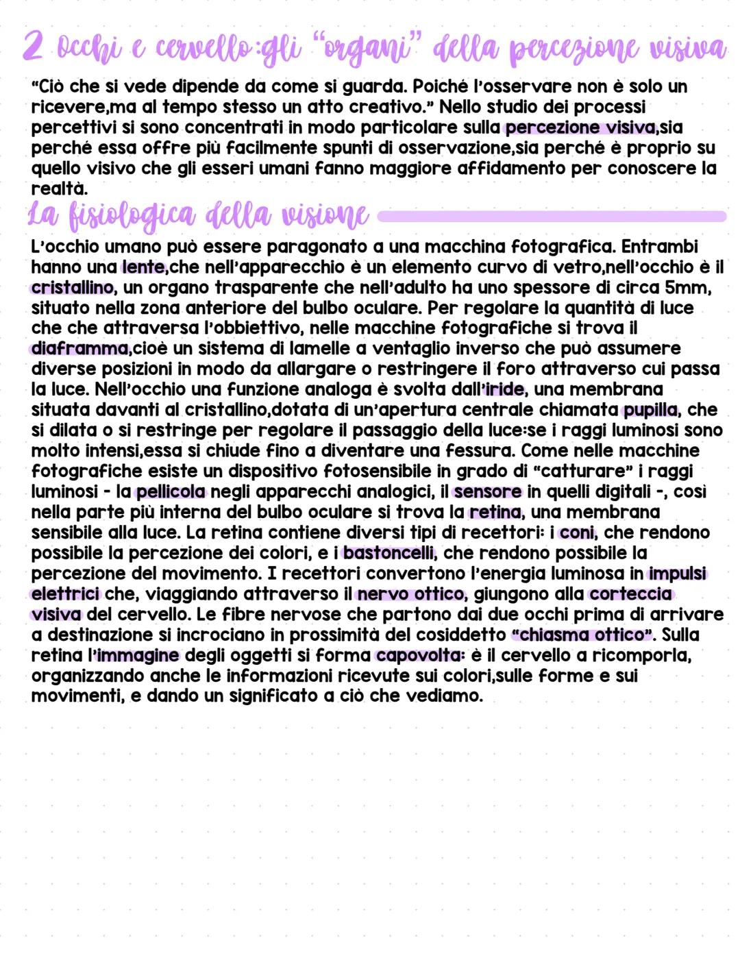 โข
La pacezione
1 Che cos'e la percezione?
"Mentre una parte di ciรฒ che noi percepiamo viene dagli oggetti che ci stanno
dinanzi,attraverso i