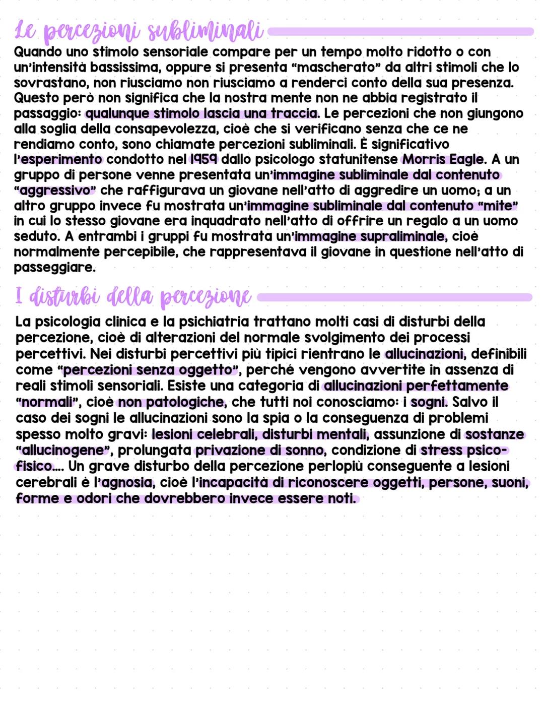 โข
La pacezione
1 Che cos'e la percezione?
"Mentre una parte di ciรฒ che noi percepiamo viene dagli oggetti che ci stanno
dinanzi,attraverso i