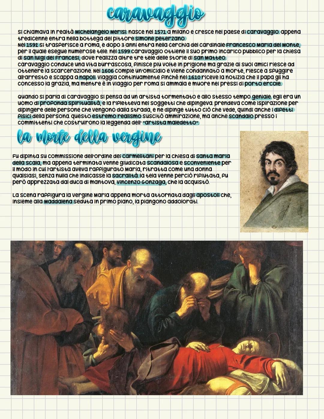 # caravaggio
Si chiamava in realtà michelangelo merisi, nasce nel 1571 a milano e cresce nel paese di caravaggio, appena
tredicenne entra n