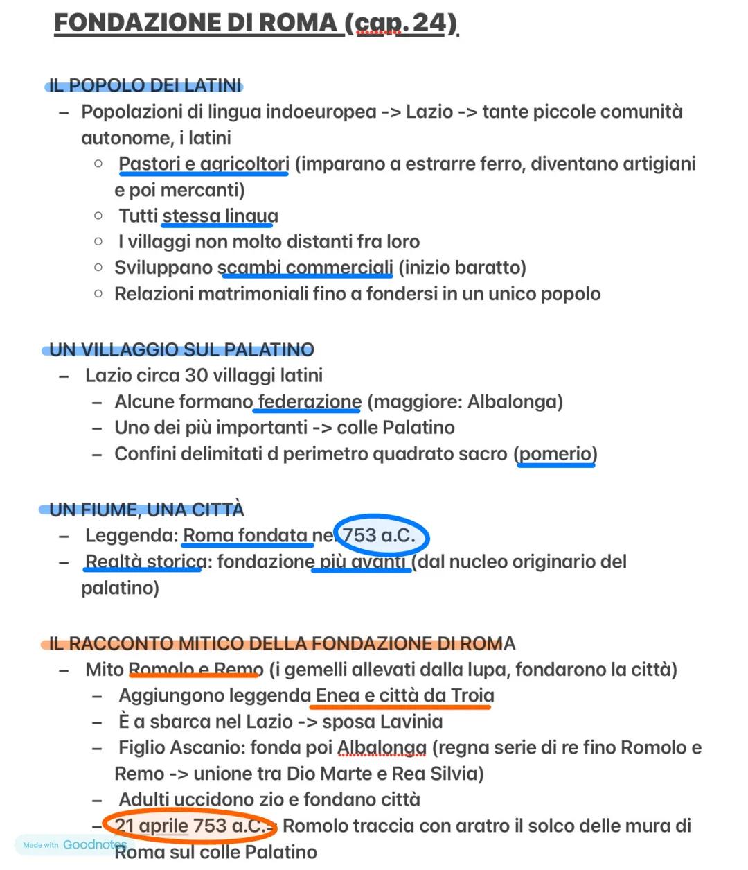 # FONDAZIONE DI ROMA (cap.24)
IL POPOLO DEI LATINI
- Popolazioni di lingua indoeuropea -> Lazio -> tante piccole comunità
autonome, i latin